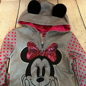 Minnie Mouse sequin, hooded ears zip up hoodie